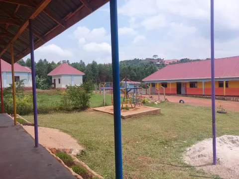 Covered walkway looking over the campus